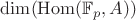 $\dim(\mathrm{Hom}(\mathbb F_p, A))$