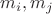 $m_{i},m_{j}$