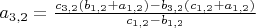 $a_{3,2}=\frac{c_{3,2}(b_{1,2}+a_{1,2})-b_{3,2}(c_{1,2}+a_{1,2})}{c_{1,2}-b_{1,2}}$