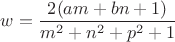 $w=\dfrac{2(am+bn+1)}{m^2+n^2+p^2+1}$