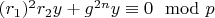 $(r_1)^2r_2y + g^{2n}y\equiv 0\mod p$