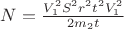 $N=  \frac {V_1^2S^2r^2t^2V_1^2}{2m_2t}$