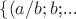 $\{(a/b;b\);...}$ $\{(a/b;b\);...}$