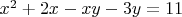 $x^2+2x-xy-3y=11$