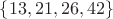 $\{13,21,26,42\}$