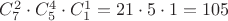 $C_7^2 \cdot C_5^4 \cdot C_1^1 = 21 \cdot 5 \cdot 1 =105$
