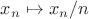 ${x_n}\mapsto {x_n/n}$