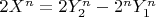 $2X^n=2Y_2^n-2^nY_1^n$