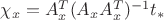$\chi_x=A_x^T(A_xA_x^T)^{-1}t_*$