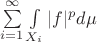 $\sum\limits_{i=1}^{\infty} \int\limits_{X_i} |f|^p d\mu$