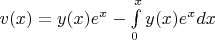 $v(x)=y(x)e^x-\int\limits_{0}^{x}y(x)e^xdx$