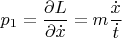 $$p_1 = \frac{\partial L}{\partial \dot x} = m\frac{\dot x}{\dot t}$$