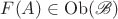 $F(A)\in\mathrm{Ob}(\mathscr{B})$