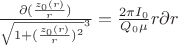 $\frac{\partial (\frac{z_0(r)}{r})}{\sqrt{1+(\frac{z_0(r)}{r})^2}^3}=\frac{2\pi I_0}{Q_0\mu}r\partial r$