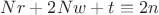 $Nr+2Nw+t\equiv 2n$