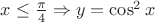 $x \leq \frac{\pi}{4} \Rightarrow y = \cos ^2 x$