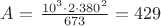 $\[A = {\kern 1pt} \frac{{10^3  \cdot 2 \cdot 380^2 }}{{673}} = 429кДж\]$