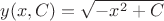$y(x,C) = \sqrt{-x^2+C}$