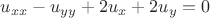 $u_{xx}-u_{yy}+2u_x+2u_y=0$