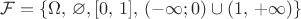 $\mathcal F=\{\Omega,\,\varnothing, [0,\,1],\,(-\infty;0)\cup(1,\,+\infty)\}$