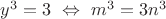 $y^3=3 \ \Leftrightarrow \ m^3=3n^3$