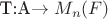 T:A\to M_n(F)