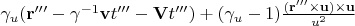 $\gamma_{u}(\mathbf{r'''} - \gamma^{-1}\mathbf{v}t''' - \mathbf{V}t''') + (\gamma_u - 1) 
\frac{(\mathbf{r'''}\times\mathbf{u})\times\mathbf{u}}{u^2}$