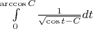 $\int\limits_{0}^{\arccos C}\frac{1}{\sqrt{\cos t-C}}dt$