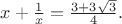 $x+\frac 1x =\frac{3+3\sqrt 3 }{4}.$