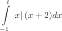 $$\int\limits_{-1}^{t} \left| x \right| (x + 2)  dx$$