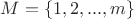 $M=\{1, 2, ... , m\}$