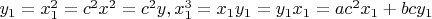 $y_1=x_1^2=c^2x^2=c^2y,x_1^3=x_1y_1=y_1x_1=ac^2x_1+bcy_1$