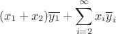$$
(x_1+x_2)\overline{y_1}+\sum\limits_{i=2}^\infty x_i\overline y_i
$$