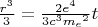 $ \frac{r^3}{3} = \frac{2 e^4}{3 c^3 {m_e}^2} t$