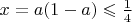$x=a(1-a)\leqslant \frac14$