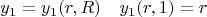 $$y_1=y_1(r,R)\quad y_1(r,1)=r$$