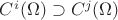 $C^i(\Omega)\supset C^j(\Omega)$ $C^i(\Omega)\supset C^j(\Omega)$