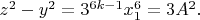 $z^2-y^2=3^{6k-1}x_1^6=3A^2.$