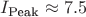 $I_{\text{Peak}} \approx 7.5 А$