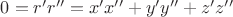 $0=r'r''=x'x''+y'y''+z'z''$