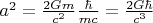 $a^2=\frac{2Gm}{c^2}  \frac{\hbar}{mc} = \frac{2G\hbar}{c^3}$