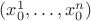 $(x^1_0,\ldots,x^n_0)$