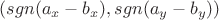 $(sgn(a_x-b_x),sgn(a_y-b_y))$
