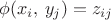 $\phi(x_{i},\, y_{j})=z_{ij}$