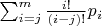 $\sum_{i=j}^m\frac{i!}{(i-j)!}p_i$