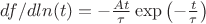 $df/dln(t) = - \frac{At}{\tau} \exp \left( -\frac{t}{\tau} \right)$ $df/dln(t) = - \frac{At}{\tau} \exp \left( -\frac{t}{\tau} \right)$