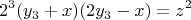 $$2^3(y_3+x)(2y_3-x)=z^2$$