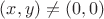 $(x,y) \neq (0,0)$