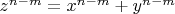 $z^{n-m}=x^{n-m} + y^{n-m}$