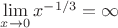 $\lim\limits_{x\to 0} x^{-1/3}= \infty$